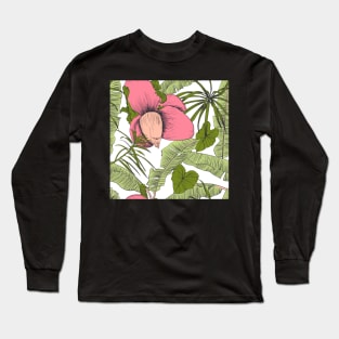 Seamless tropical pattern with banana palms Long Sleeve T-Shirt